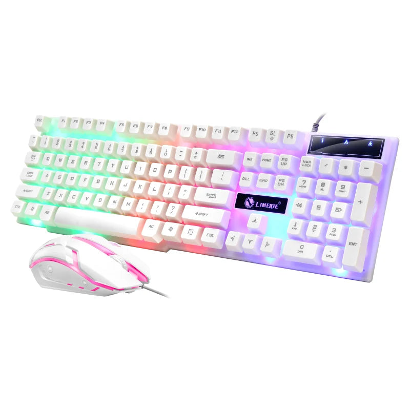 USB Wired Gaming Keyboard Mouse Set PC Rainbow Colorful LED Backlit  Gamer Gaming Mouse and Keyboard Combos Kit Home Office