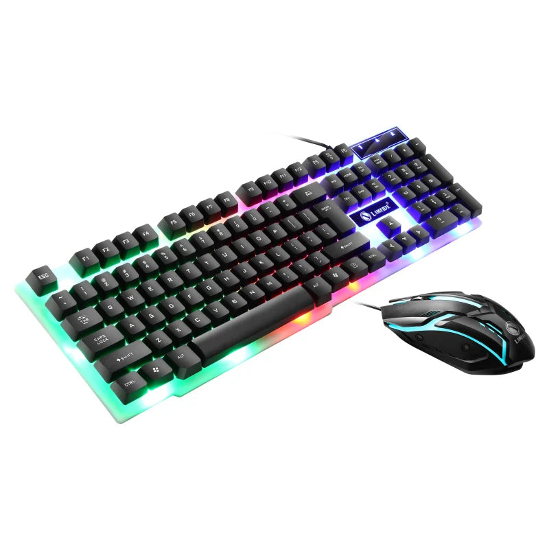 USB Wired Gaming Keyboard Mouse Set PC Rainbow Colorful LED Backlit  Gamer Gaming Mouse and Keyboard Combos Kit Home Office