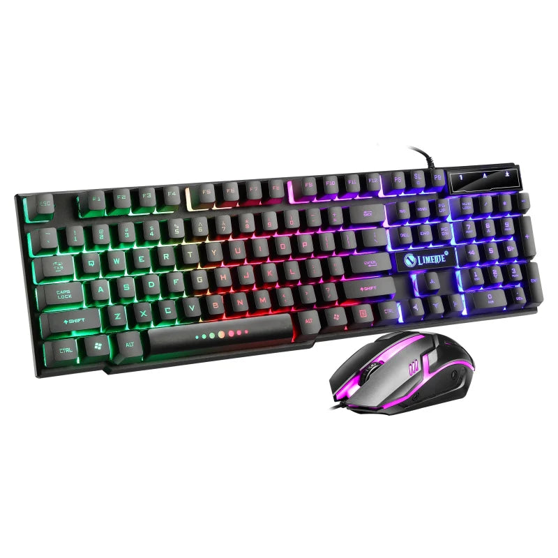 USB Wired Gaming Keyboard Mouse Set PC Rainbow Colorful LED Backlit  Gamer Gaming Mouse and Keyboard Combos Kit Home Office