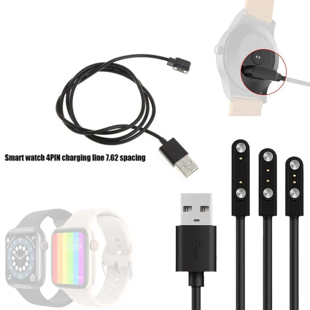 Magnetic Charge Charging Cable For Smart Watch For 2 Pins 2.84/4/7.62mm Distances Black Novel USB Power Charger Cables Universal