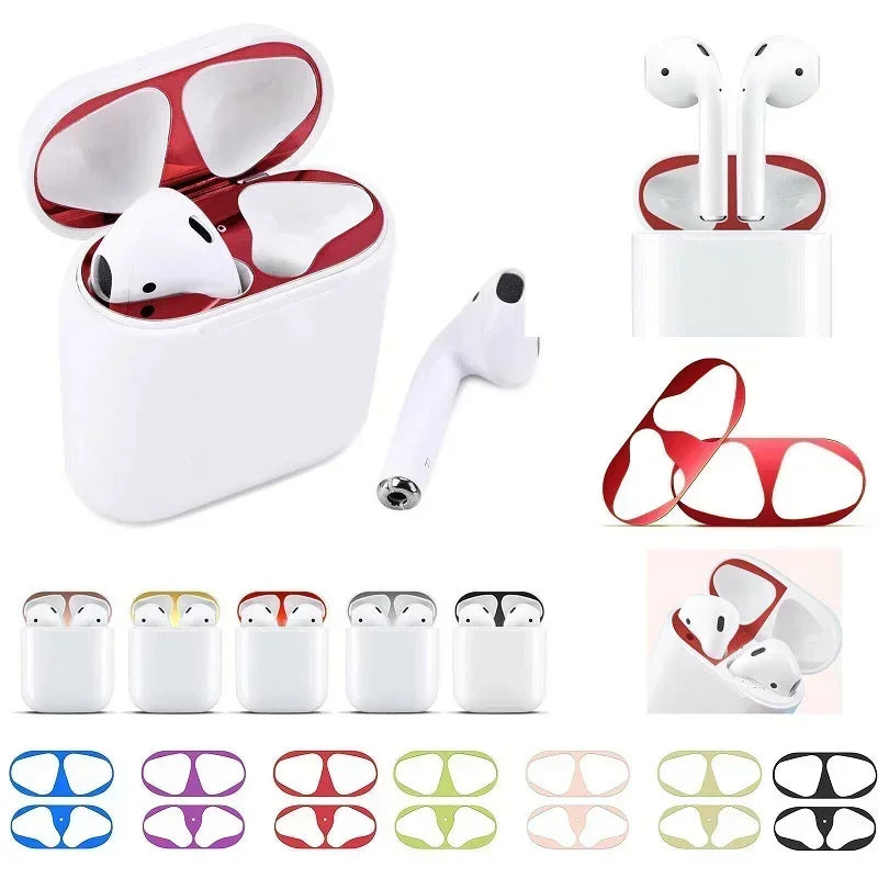 AirPods Sticker for Apple Airpods 1 2 3 Pro Pro2 Earphone Charging Box Dustproof Sticker Waterproof Metal Dust Guard Stickers