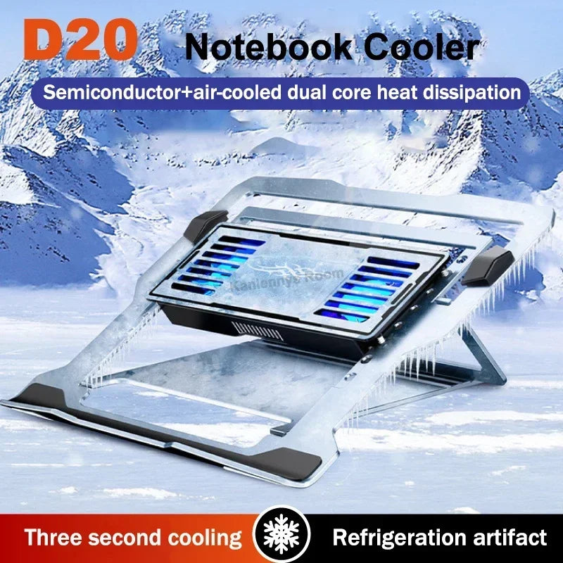 NEW D20 Laptop Cooling Pad fr 11-17.3'' Notebook Cooler Stand Semiconductor Air-cooled 4 Angle Adjustable Tablet Laptop Radiator