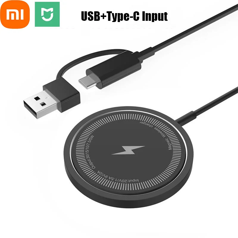Xiaomi MIJIA Magnetic Wireless Charger Pad USB + Type C For iPhone Huawei Samsung Fast Wireless Charging Dock Station Chargers