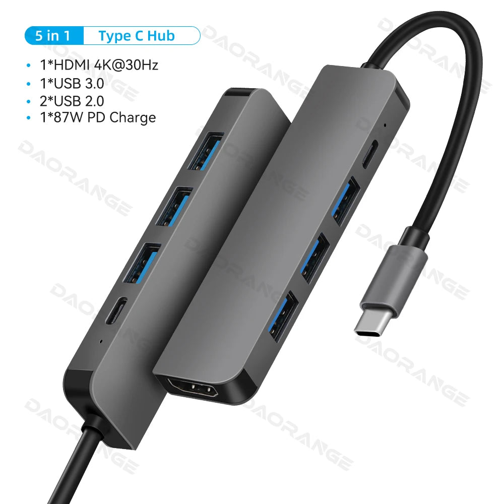 11 in 1 USB C 3.0 Hub Type C Laptop Adapter to 4K HDMI-Compatible VGA RJ45 Lan Ethernet SD/TF Card 87W PD Dock Station Splitter