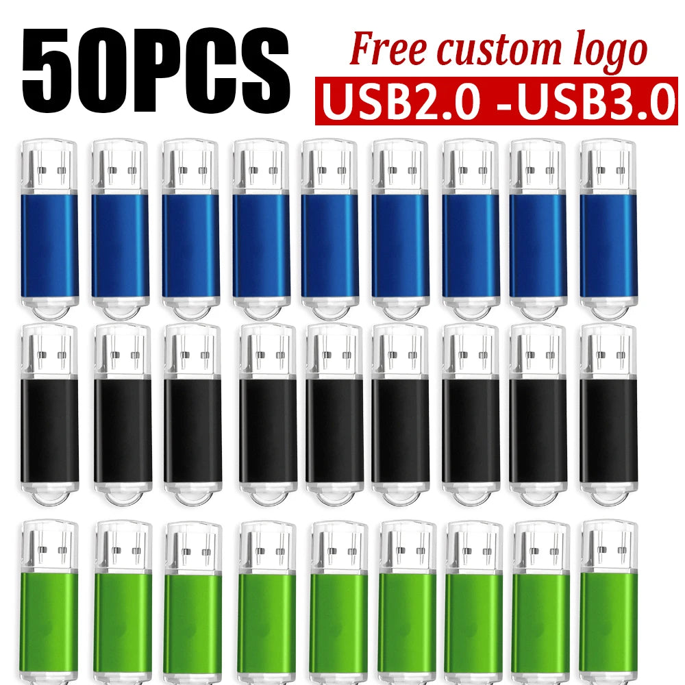 50PCS Custom LOGO USB 2.0 USB 3.0 High Speed Usb Stick 2. 0 memoria stick memory Flash Drive Pendrive4GB 8GB 16GB 32GB 64GB