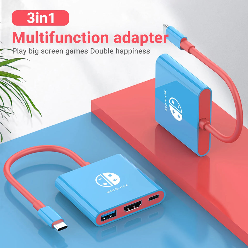 Portable Game Docking Station TYPE-C Hub with HDMI and USB 3.0 Perfect for Travel and Gaming