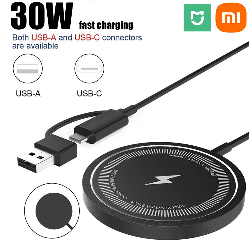 Xiaomi MIJIA Magnetic Wireless Charger Pad USB + Type C For iPhone Huawei Samsung Fast Wireless Charging Dock Station Chargers