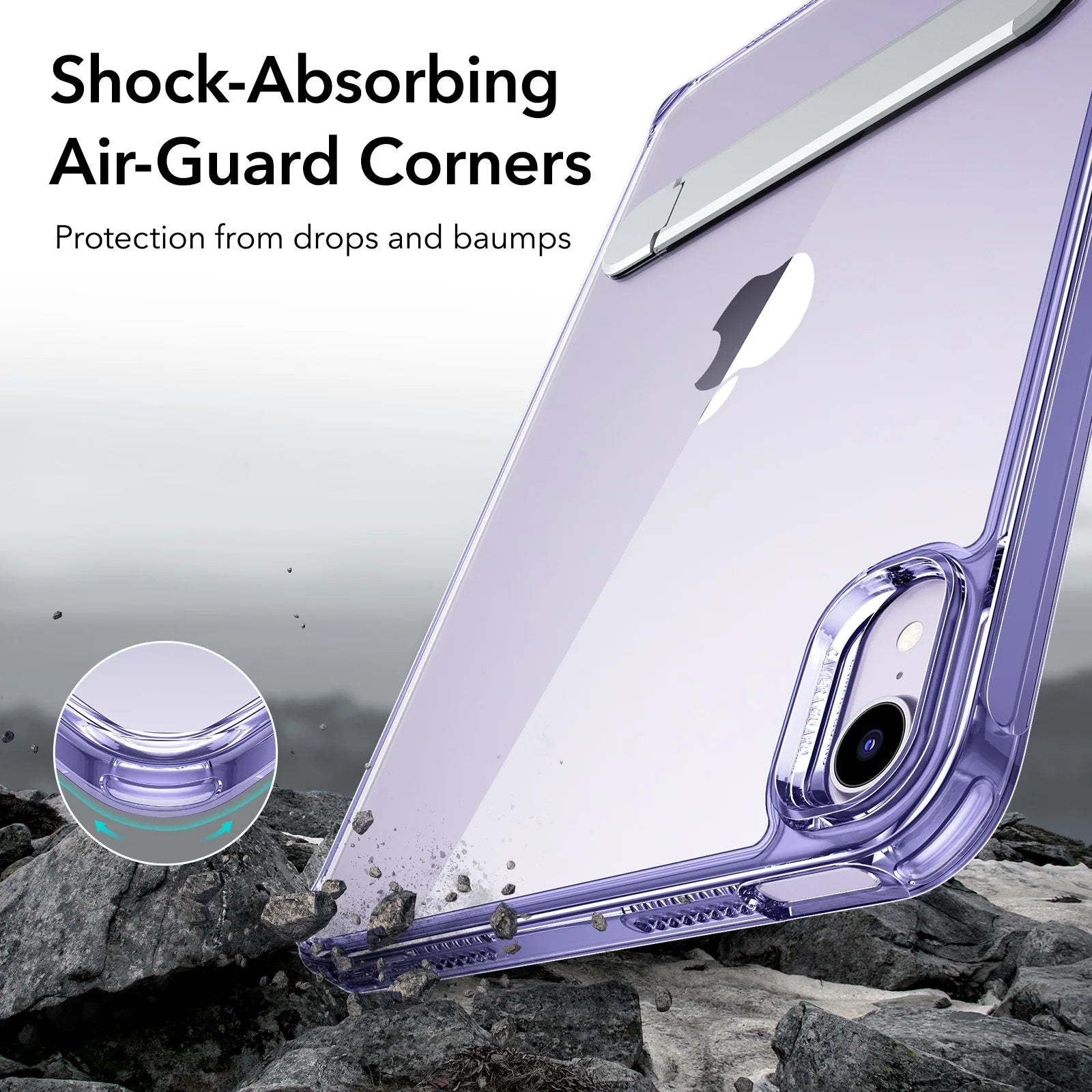 ESR-Kickstand Case for iPad Mini 6（2021) Mini 7(2024) Hybrid Protection Clear Back Cover with Stand Support Pencil Pro & Pencil