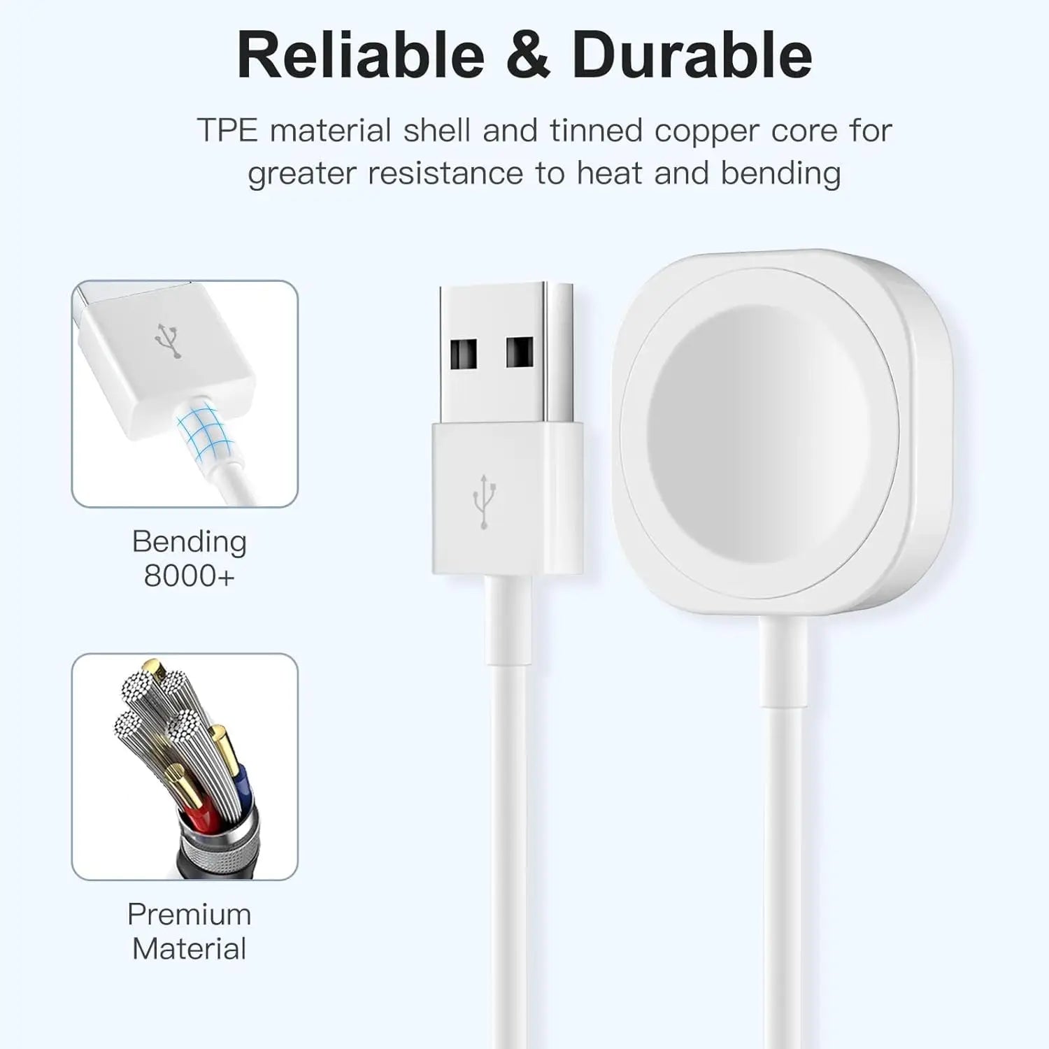 2024 Magnetic Wireless USB A Fast Charger for Apple Watch Ultra Series 9 8 7 6 SE Type C Cable Charging for iWatch Series 5 3 2