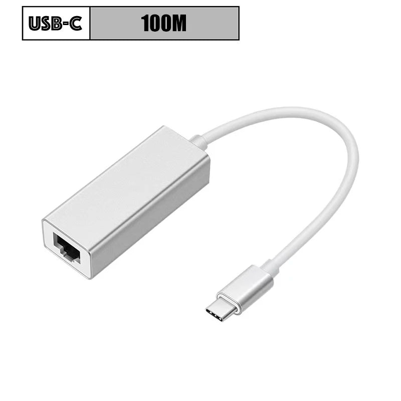 100/1000Mbps USB C External Ethernet Adapter Network Card Type C To RJ45 LAN Wired Internet Cable For MacBook PC Windows 7 8 10