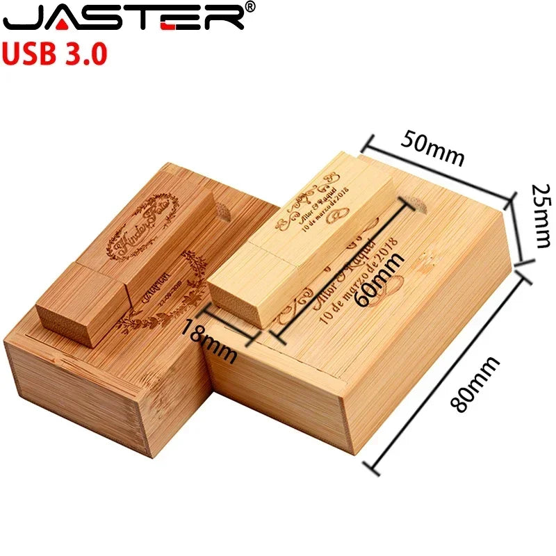 JASTER 10PCS LOT Wooden Box USB 3.0 Flash Drives 128GB Free Custom Logo Pen Drive 64GB High Speed Memory Stick 32GB 16GB 8GB 4GB