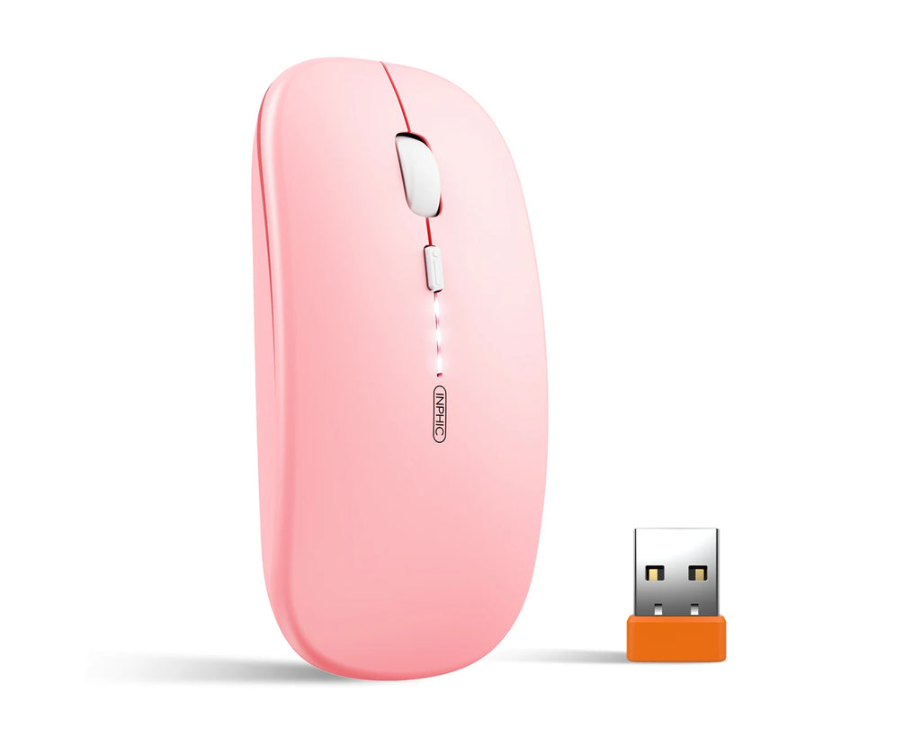 INPHIC M1P Rechargeable Wireless Mouse [Power Display Enhanced Edition] Office Light Sound Laptop Home 2.4G Ultra Thin Portable