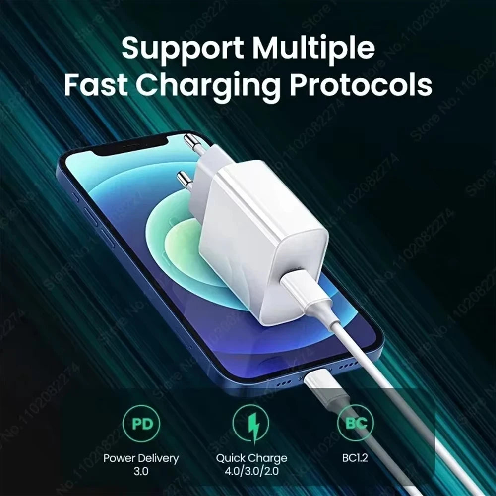 PD 40W Fast Charger For iPhone 14 13 12 11 15 16 Pro Max Phone Charger For iPhone 15 16 Plus USB C Cable Fast Charging Data Line