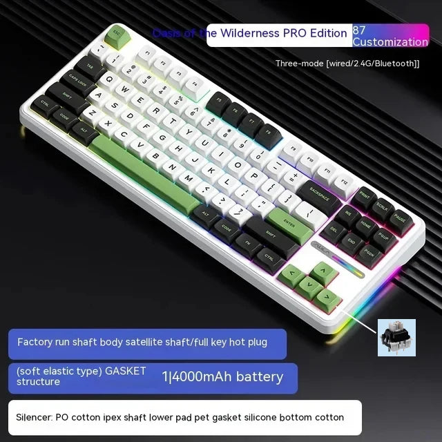 Aula F87 PRO Mechanical Keyboard 3 Mode 2.4G/USB/Bluetooth Tri Mode Wireless Keyboard 87 Key Hotswap RGB PBT Gaming Keyboard
