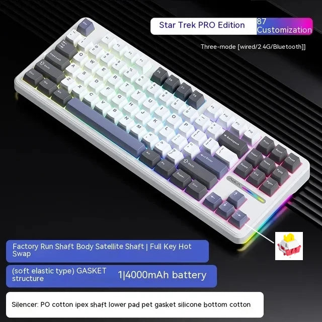 Aula F87 PRO Mechanical Keyboard 3 Mode 2.4G/USB/Bluetooth Tri Mode Wireless Keyboard 87 Key Hotswap RGB PBT Gaming Keyboard