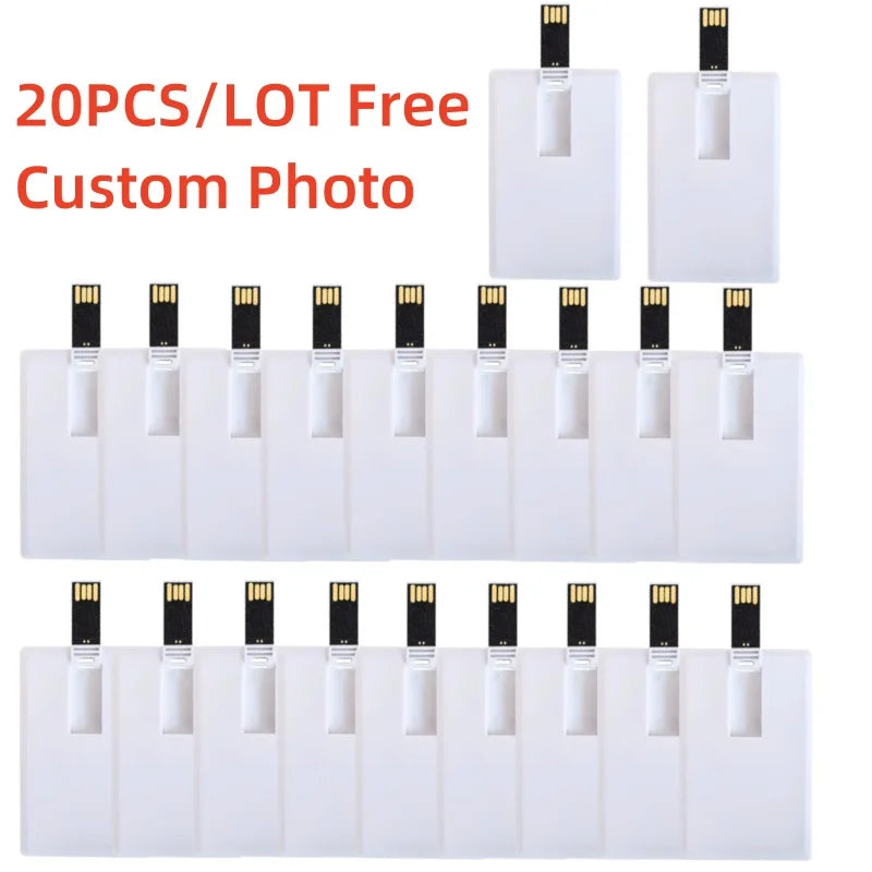 20 PCS/LOT USB Credit Card 2.0 3.0 pendrive 1GB 2GB 4GB 8GB 16GB 32GB 64GB 128GB memorias cle memory stick Business Card usb