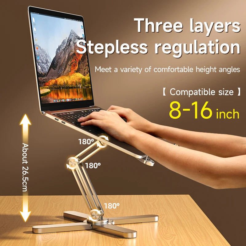 Foldable Laptop Stand 360°Rotation Notebook Table Aluminum Alloy Holder Portable Book Tablet Bracket with Heat Dissipation