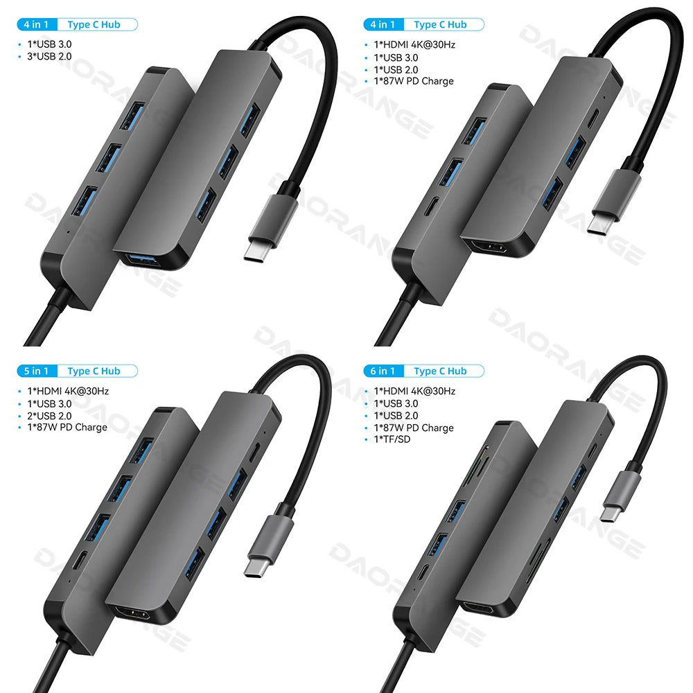 11 in 1 USB C 3.0 Hub Type C Laptop Adapter to 4K HDMI-Compatible VGA RJ45 Lan Ethernet SD/TF Card 87W PD Dock Station Splitter