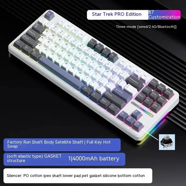 Aula F87 PRO Mechanical Keyboard 3 Mode 2.4G/USB/Bluetooth Tri Mode Wireless Keyboard 87 Key Hotswap RGB PBT Gaming Keyboard