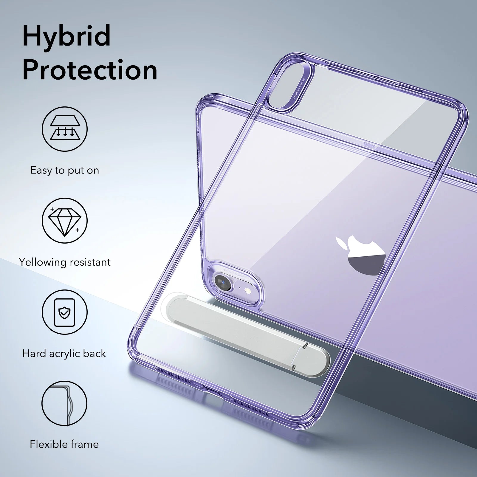 ESR-Kickstand Case for iPad Mini 6（2021) Mini 7(2024) Hybrid Protection Clear Back Cover with Stand Support Pencil Pro & Pencil
