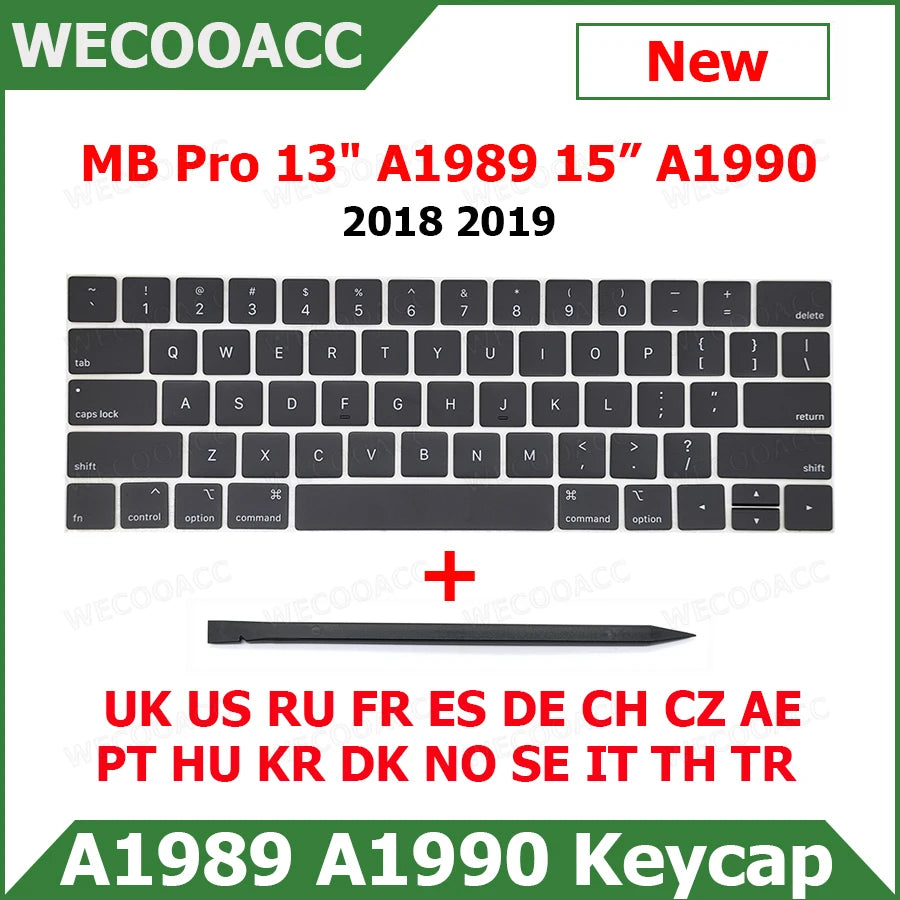 New Replacement Keyboard Keys Keycap Russian French Spain US UK EU For Macbook Pro Retina 13" 15" A1989 A1990 Key Cap 2018 2019
