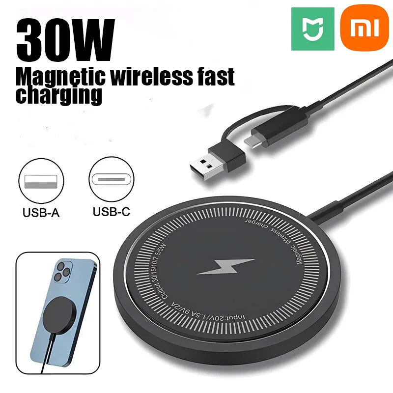 Xiaomi MIJIA Magnetic Wireless Charger Pad USB + Type C For iPhone Huawei Samsung Fast Wireless Charging Dock Station Chargers