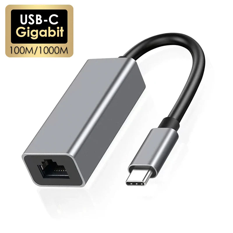 100/1000Mbps USB C External Ethernet Adapter Network Card Type C To RJ45 LAN Wired Internet Cable For MacBook PC Windows 7 8 10