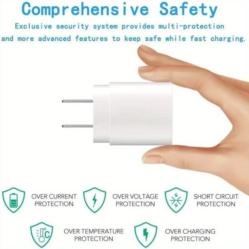 2-Piece Type C, 25W Charger with 6.6ft USB C Charging Cable for Multiple Phone Types, Fast Charger for Android Phones