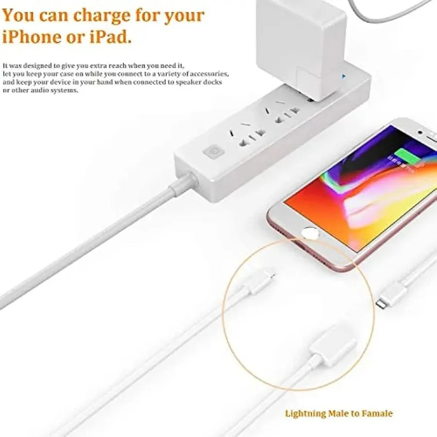 Lightning Charger Extension Cable Compatible with iPhone/iPad,Dock Cable for Male to Female Extension Adapter Video, Data, Audio