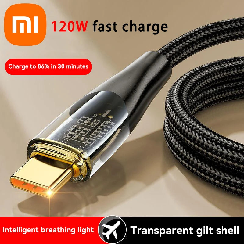 Xiaomi 120w 6A Usb To Type C Cable Super Fast Charging Data Cord For Xiaomi 14 Redmi Note 13 Samsung Huawei Type-c Charger Cord