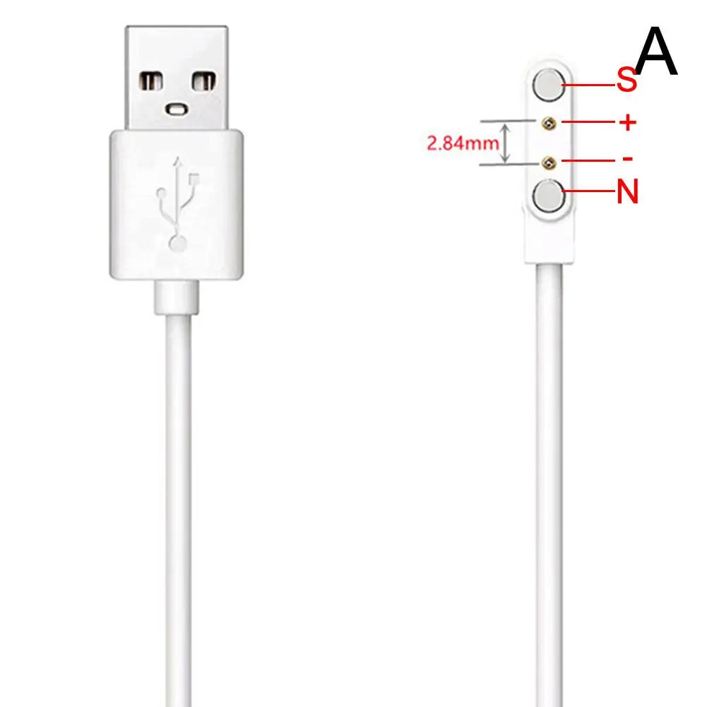 Magnetic Charge Charging Cable For Smart Watch For 2 Pins 2.84/4/7.62mm Distances Black Novel USB Power Charger Cables Universal