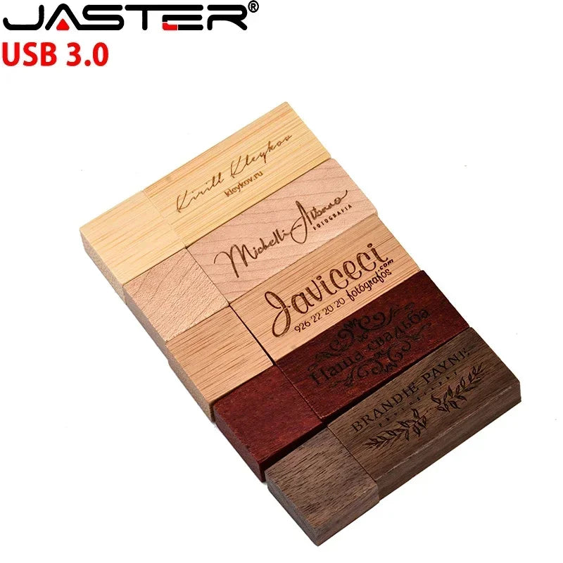 JASTER 10PCS LOT Wooden Box USB 3.0 Flash Drives 128GB Free Custom Logo Pen Drive 64GB High Speed Memory Stick 32GB 16GB 8GB 4GB