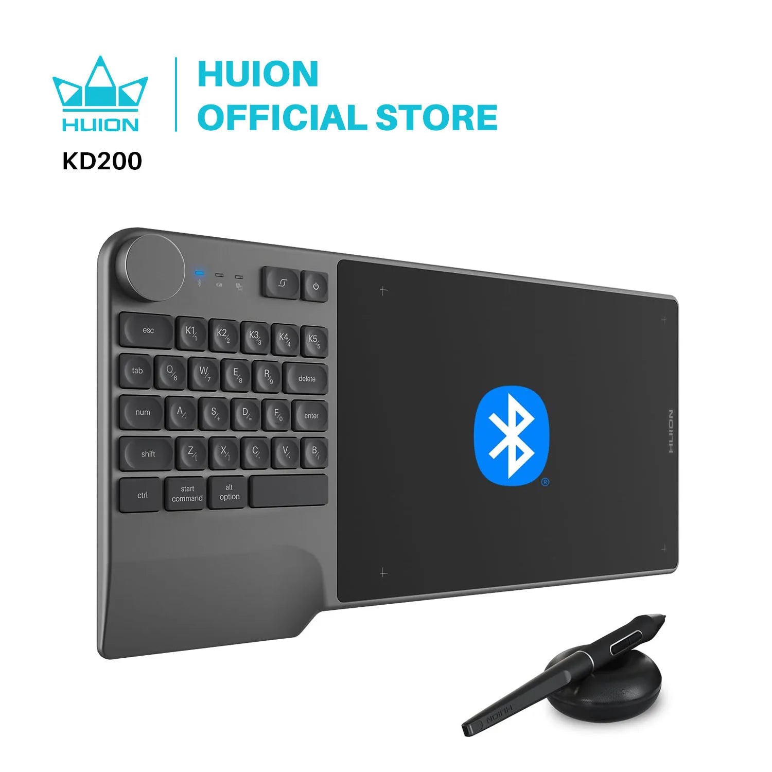 Huion KD200 Digital Drawing Tablet OSU Game Keydial Battery-Free Pen Wireless Graphics Tablets with Keyboard