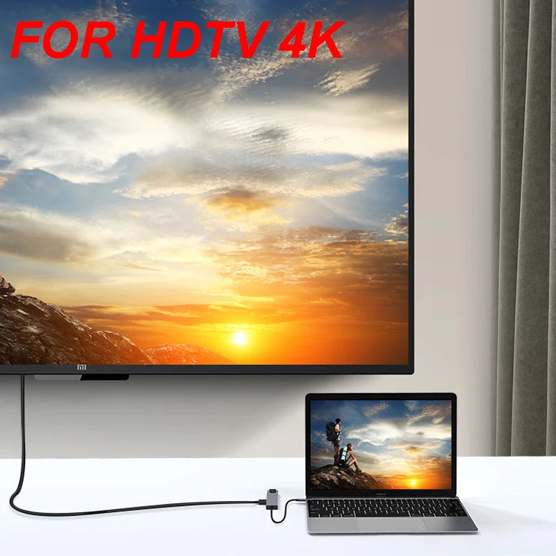 8 in 1 TYPE-C PC Tablet Phone Laptop TO HDMI RJ45 USB 2.0/3.0 SD TF Card Reader PD 100W Charger HUB Adapter Cable