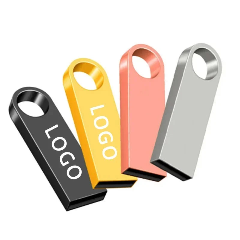 Custom Logo Waterproof Rose Golden Metal USB Pen Drive Mini Light Memory Stick 4GB 8GB 16GB 32GB U Disk Wedding Gift 10Pcs Lot